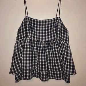 New Urban Outfitters Plaid Ruffle Strap Top
